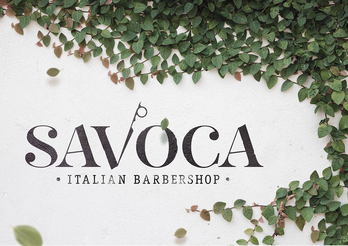barber barbershop savoca sicily Italy logo identity