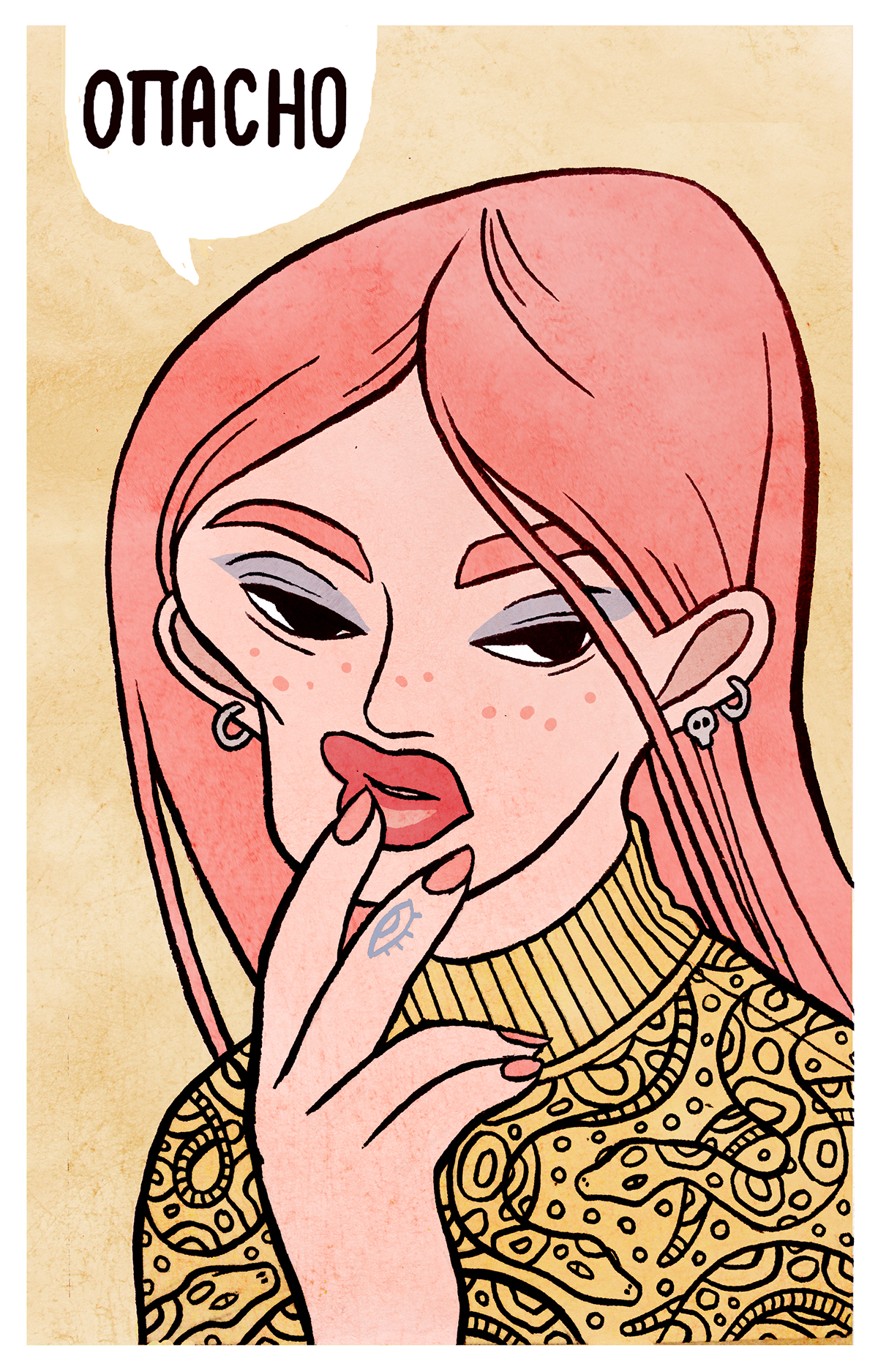 comic portrait russian beauty lips Drawing  kirsten rothbart