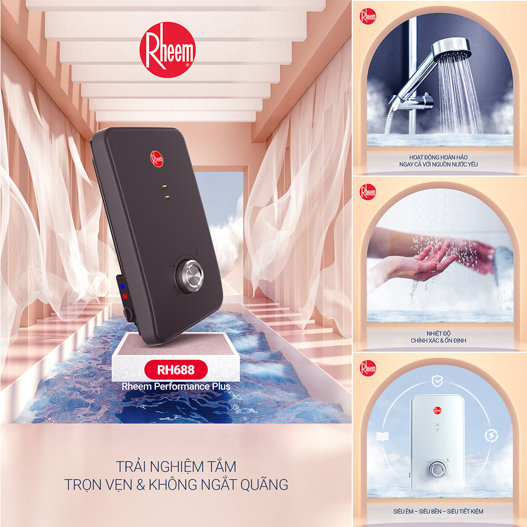 bathroom brand identity Facebook ads hot water rheem SHOWER Social Media Design water heater