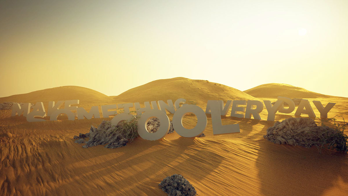 cinema4d  vray element 3D  landscape  Yannick Golay Ice & water  grass desert Render