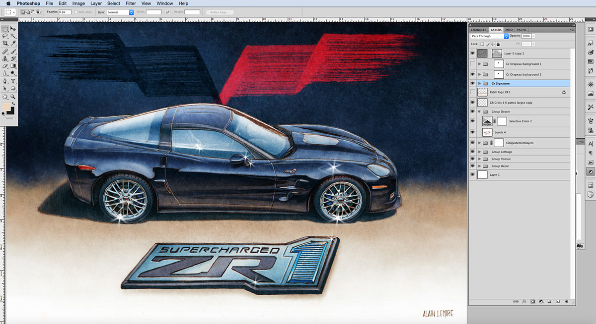 Corvette ZR1  Automotive Drawing  automotive illustration