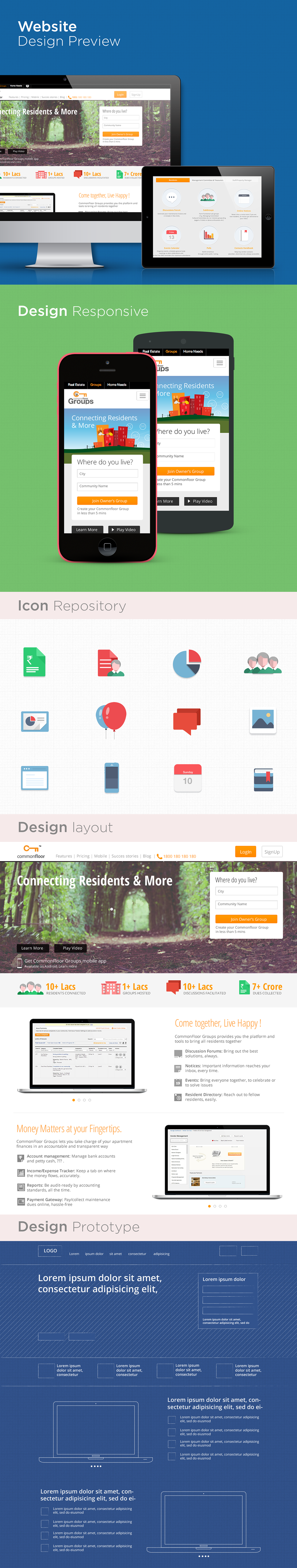 commonfloor  groups community Responsive Webdesign Icondesign visual design