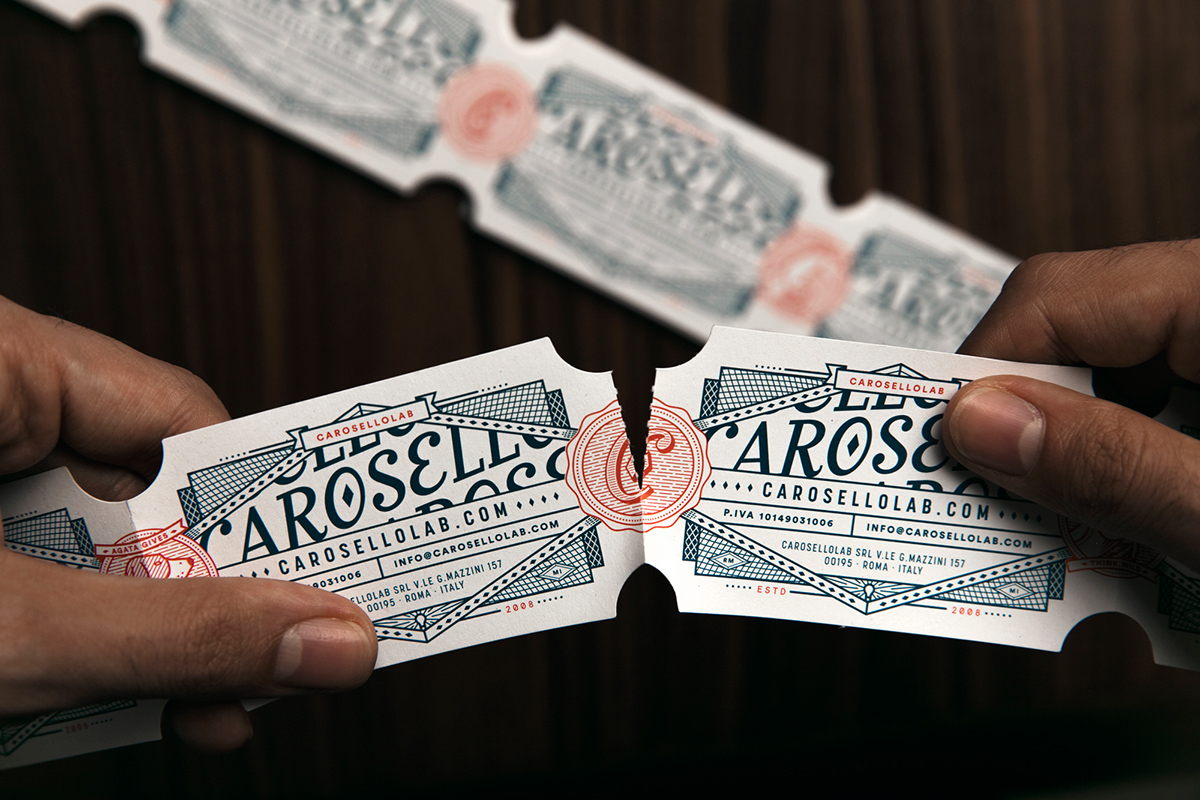 business card identity ticket carousel creative print vintage