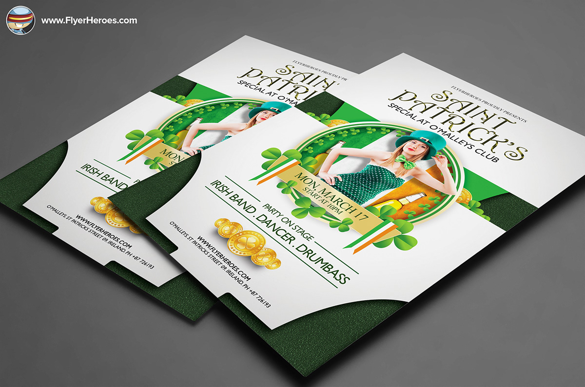 photoshop psd template flyer flyerheroes club flyer design print media professional premium saint patrick day Patrick green