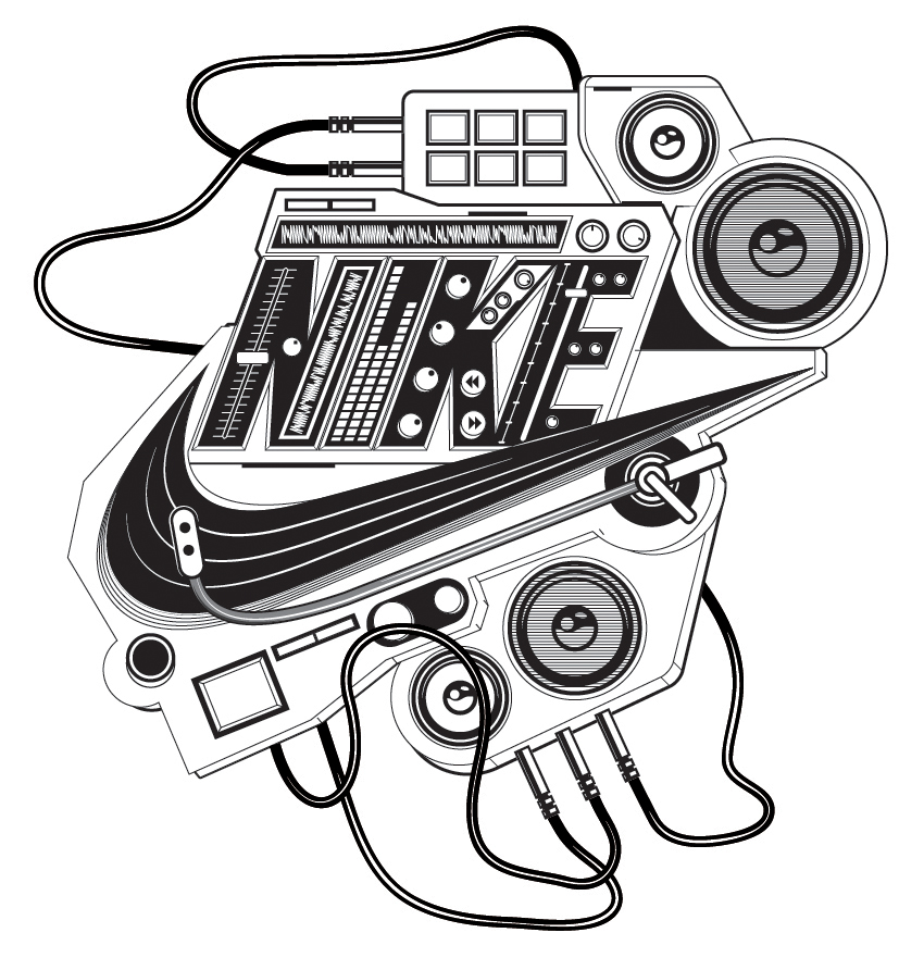 Nike sport Futura logo Swoosh sound dj mixer electronic 3D