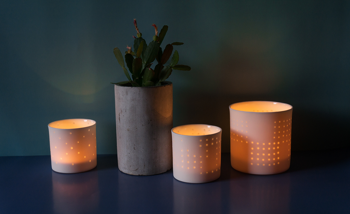 porcelain product design  handcraft table light light effect crafts   Day Light candle glaze ceramics 