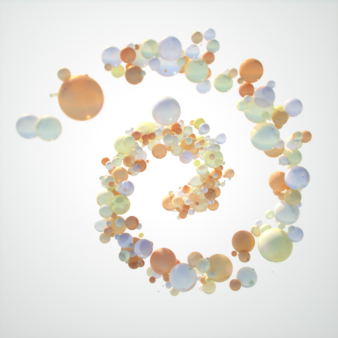 houdini Vex Procedural octane portrait abstract pastel spheres glass minimal