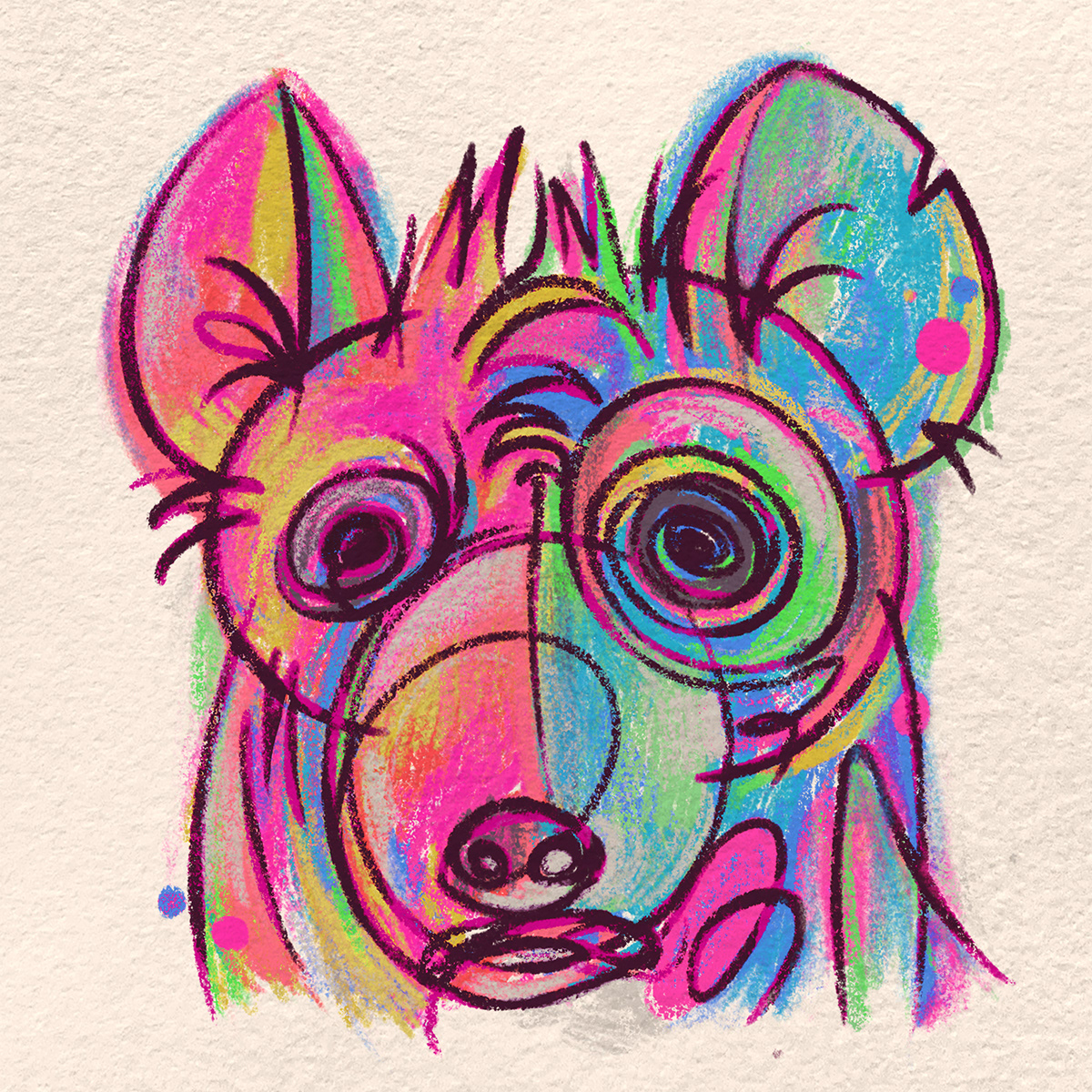abstract Picasso crayon chalk pop orangutan design visual identity Social media post marketing  