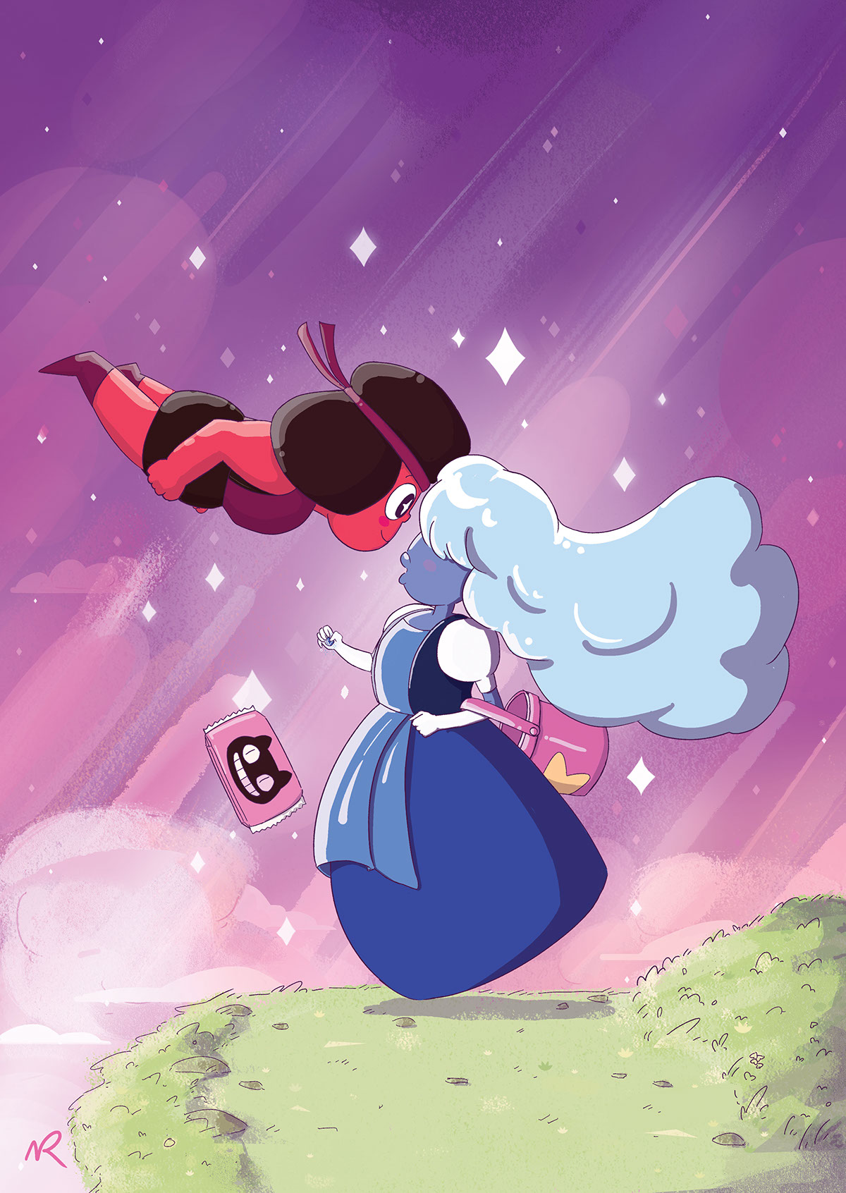 Ruby & Sapphire Steven Universe ponyo poster print