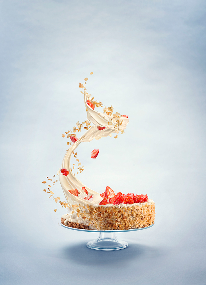 postproduction Food  Product Photography confectionaries  sweet tasty strawberries whipped cream Fotelier deconstruction