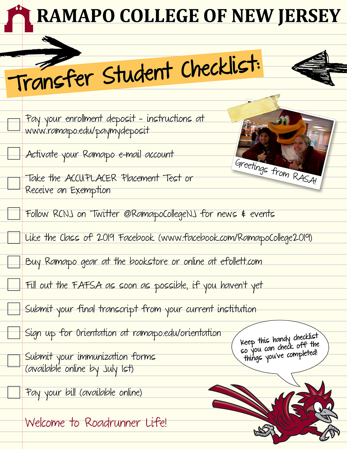 Ramapo Ramapo College  new jersey transfer students checklist college TRANSFER