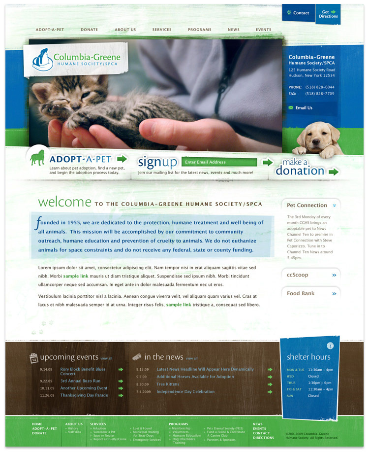 Humane Society website redesign form design blog design