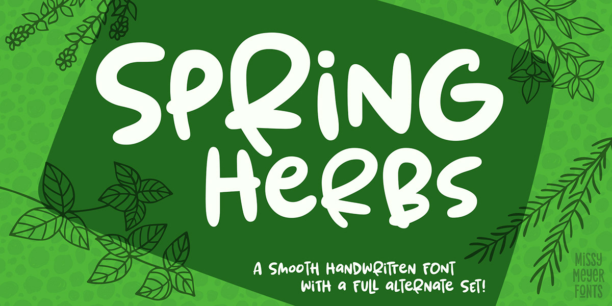 bold bouncy cute font handwriting kids lettering spring herbs Typeface