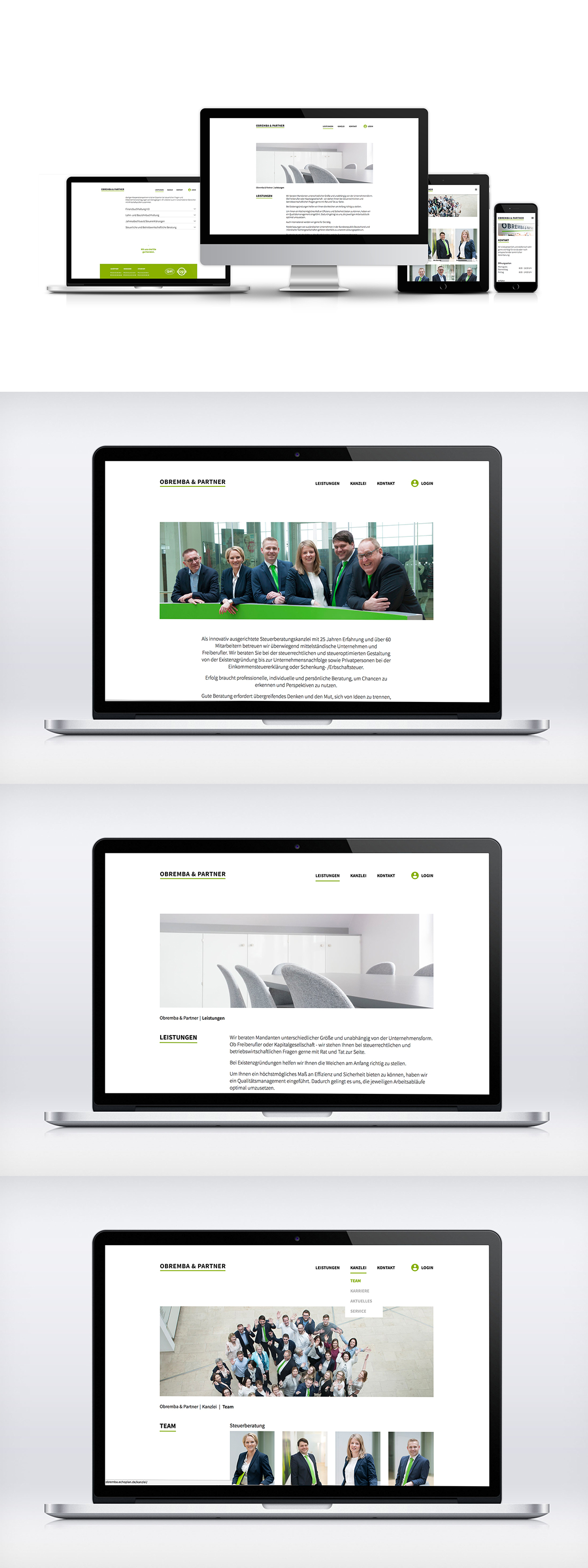 obremba & partner steuerberatung Responsive webdesign Responsive Webdesign Office White minimalist