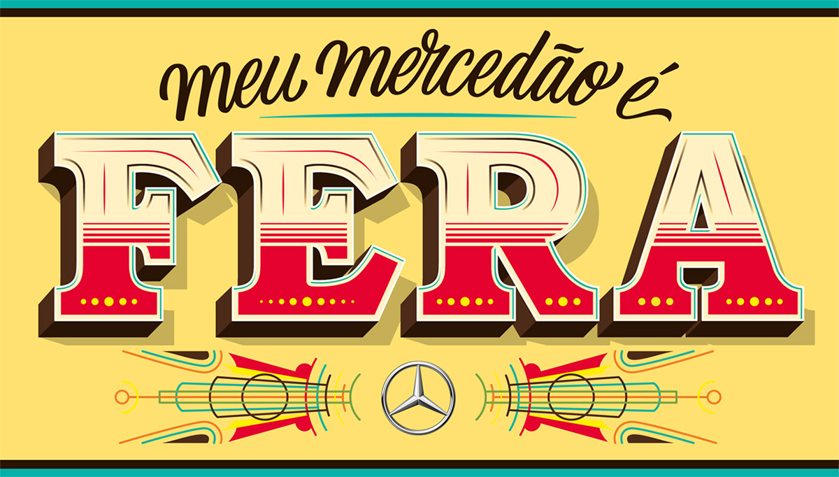 Adobe Portfolio Advertising  Illustrator lettering mercedes-benz sticker type vector