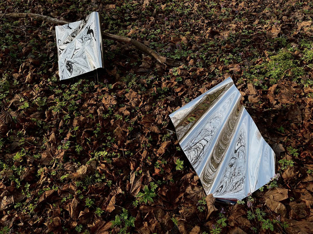 Outdoor Landscape art concept artobject sculptart contemporary abstract steel mirrors