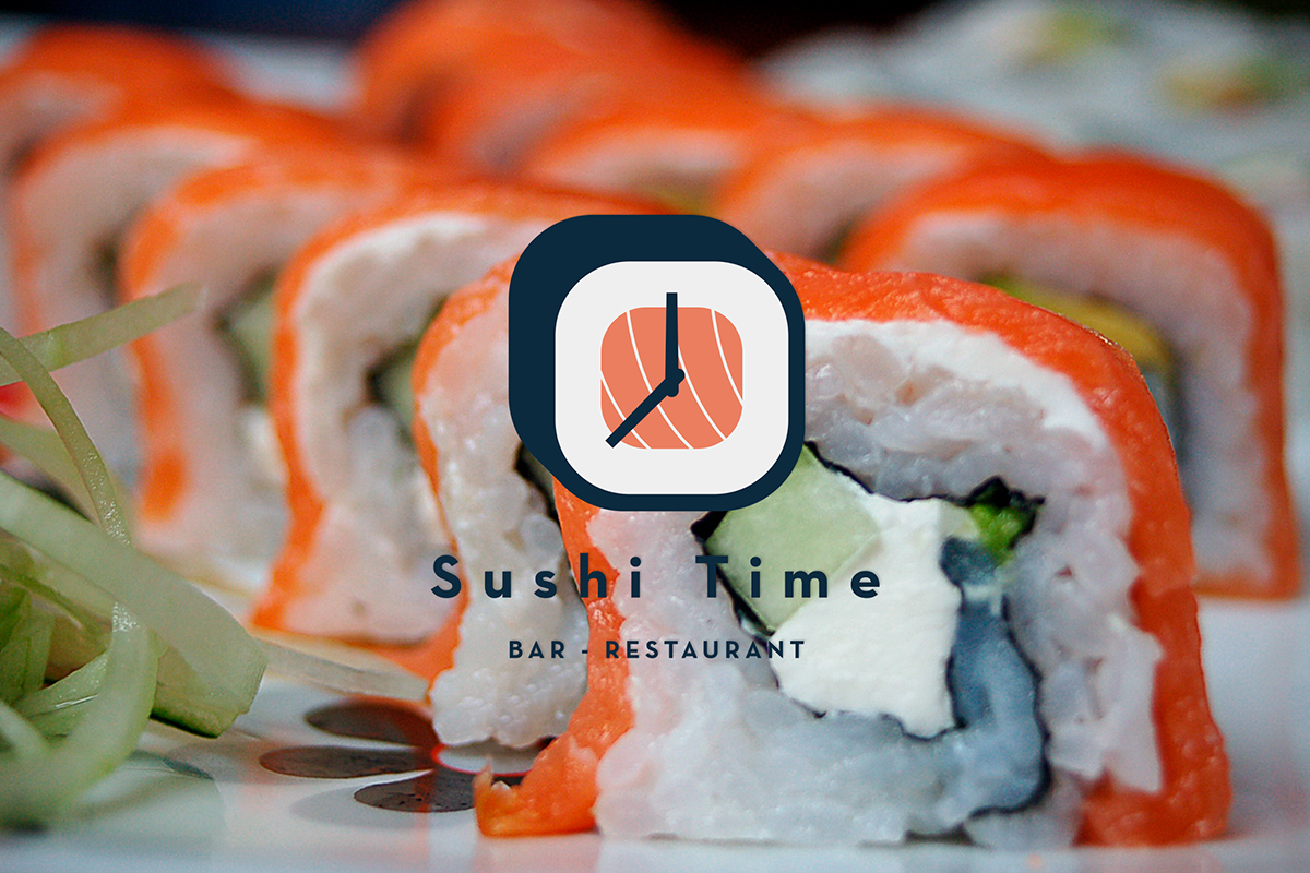 brand mark clock Sushi restaurant bar Sushi Time time HORECA Food  japanese japan Sake chopsticks salmon