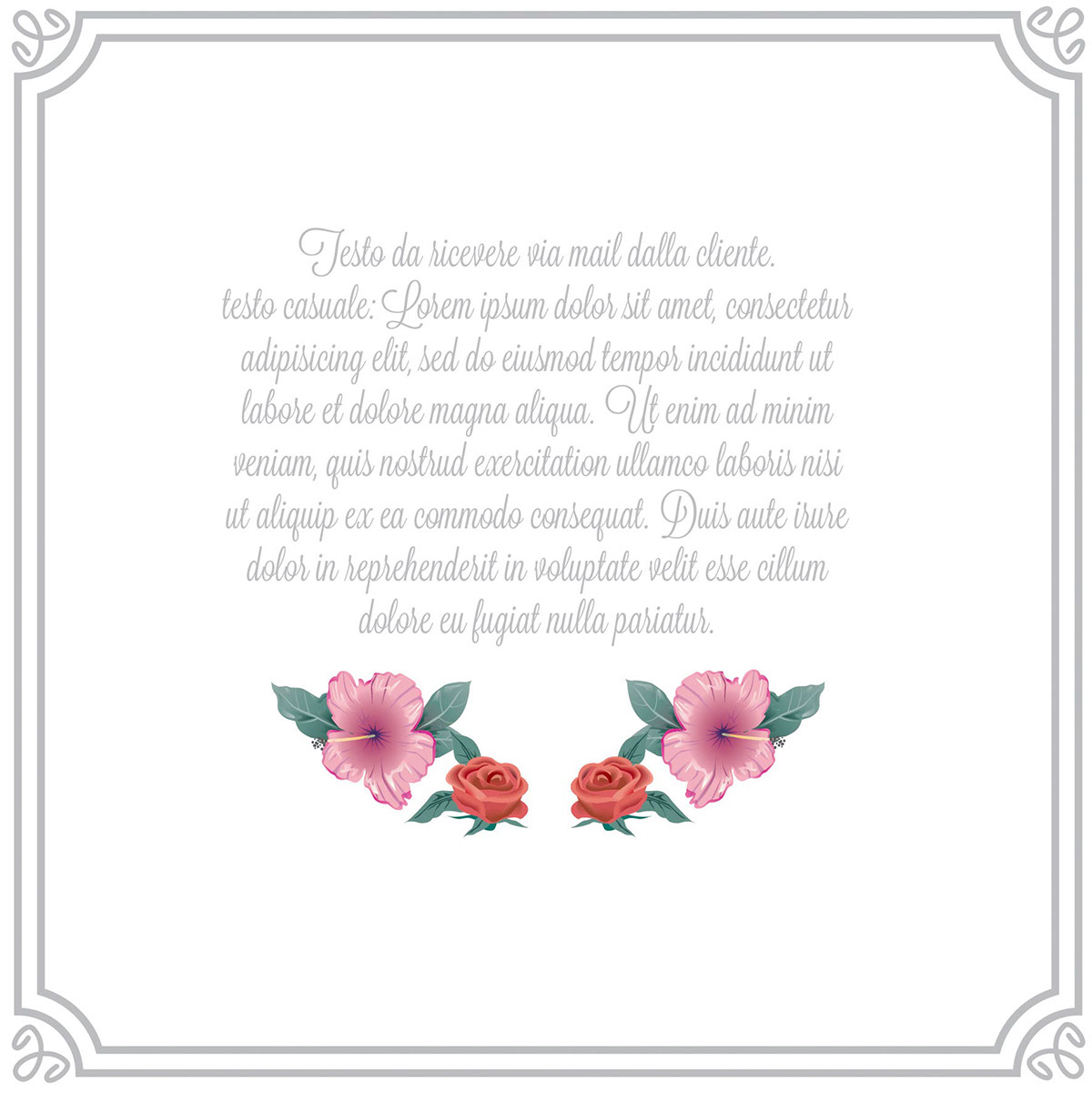 wedding Invitation letter 15x15 color San daniele uudine Italy Giuseppe ambrosio pink rose grey flower