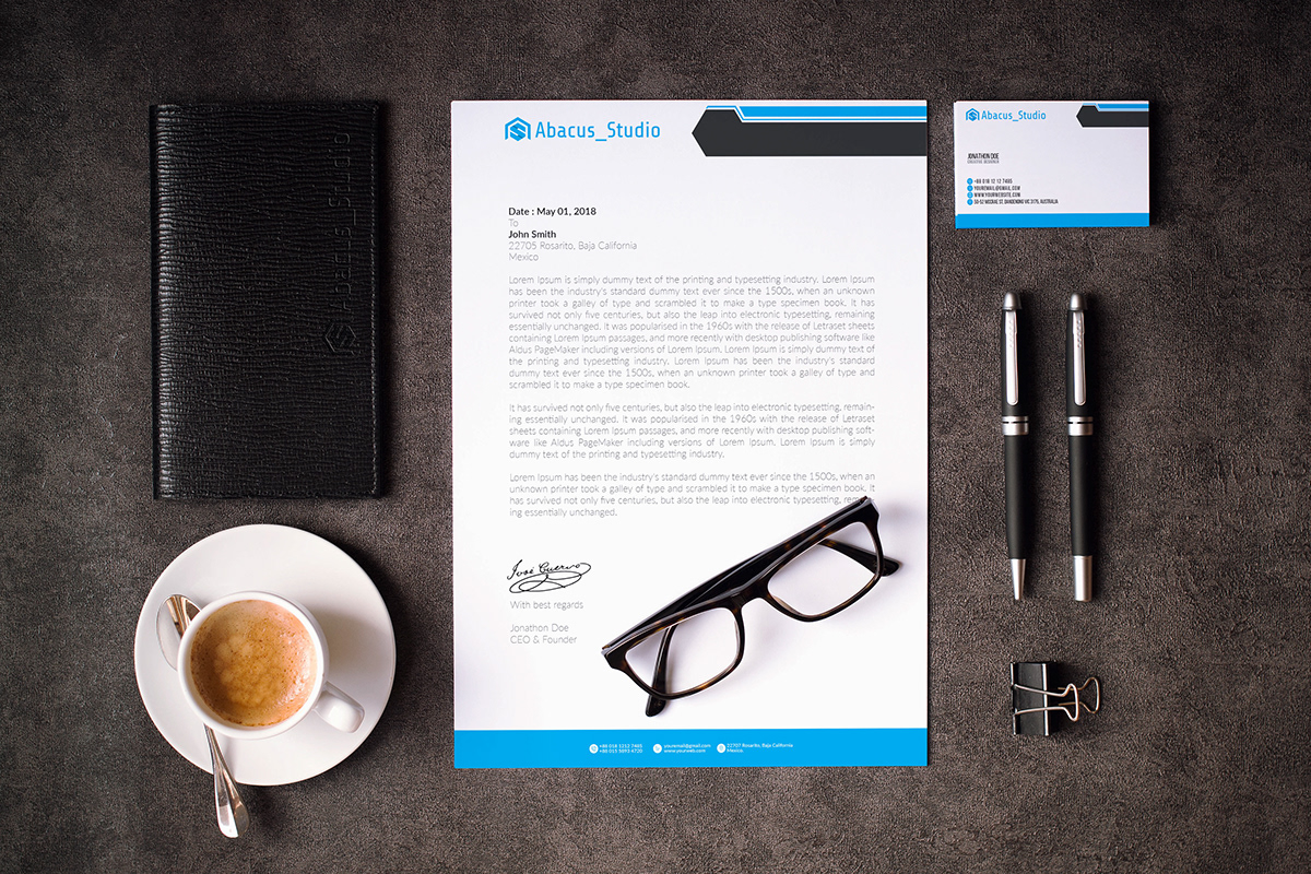 a4 blue clean letterhead Corporate Identity corporate letterhead creative elegant green Letterhead template