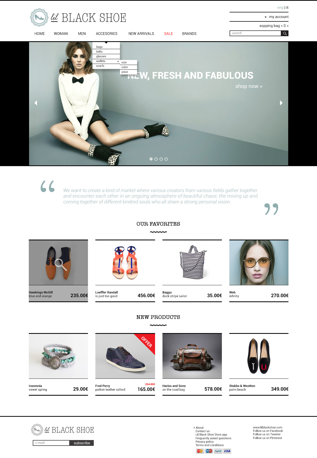 Ecommerce site Web shoes black shop clean