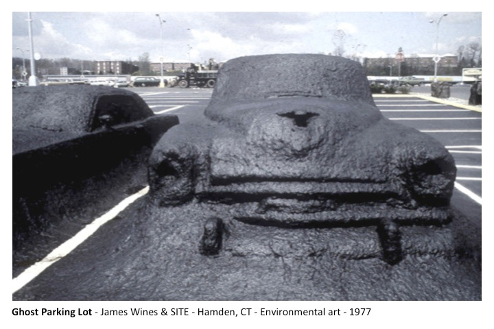 James Wines environmental art site Hamden Connecticut automobiles