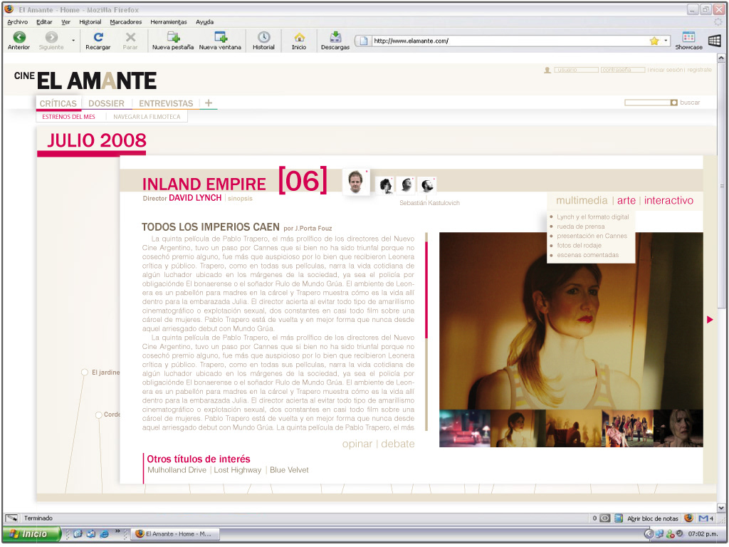 cine peliculas el amante Revista online magazine online ux UI user interface