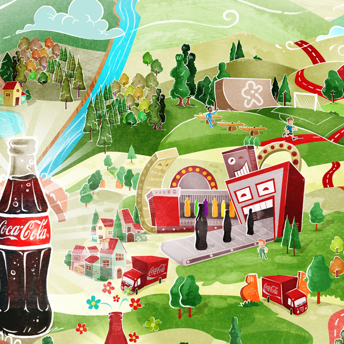map coke Coca-Cola Sorocaba mapa sustentabilidade paint digital
