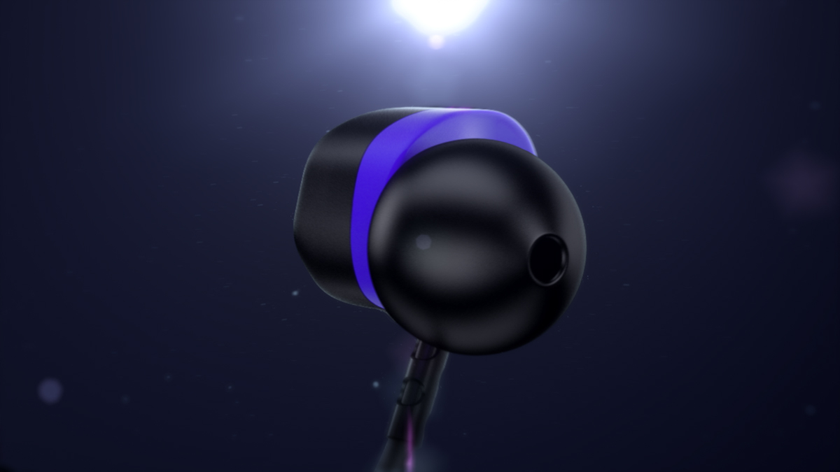 Adobe Portfolio earplugs Pom Gear phone digital sound music animation  3D 3dsmax