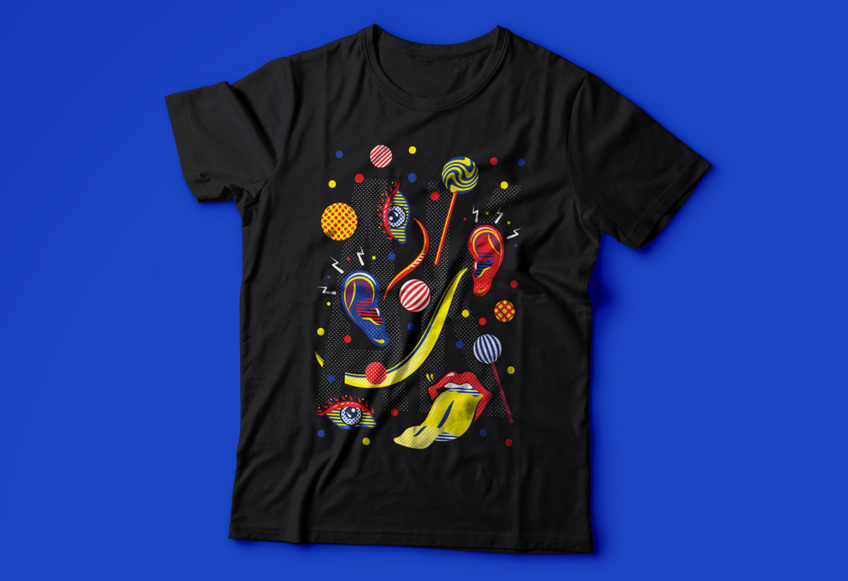 shirt poster pins ILLUSTRATION  pop music senses colours Nightlife culture