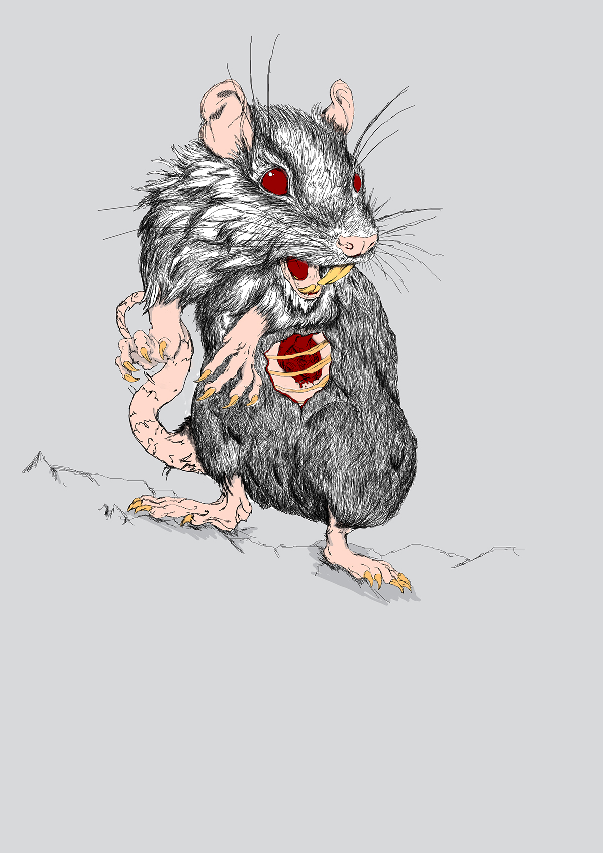 rat draw sketch Digital Art 