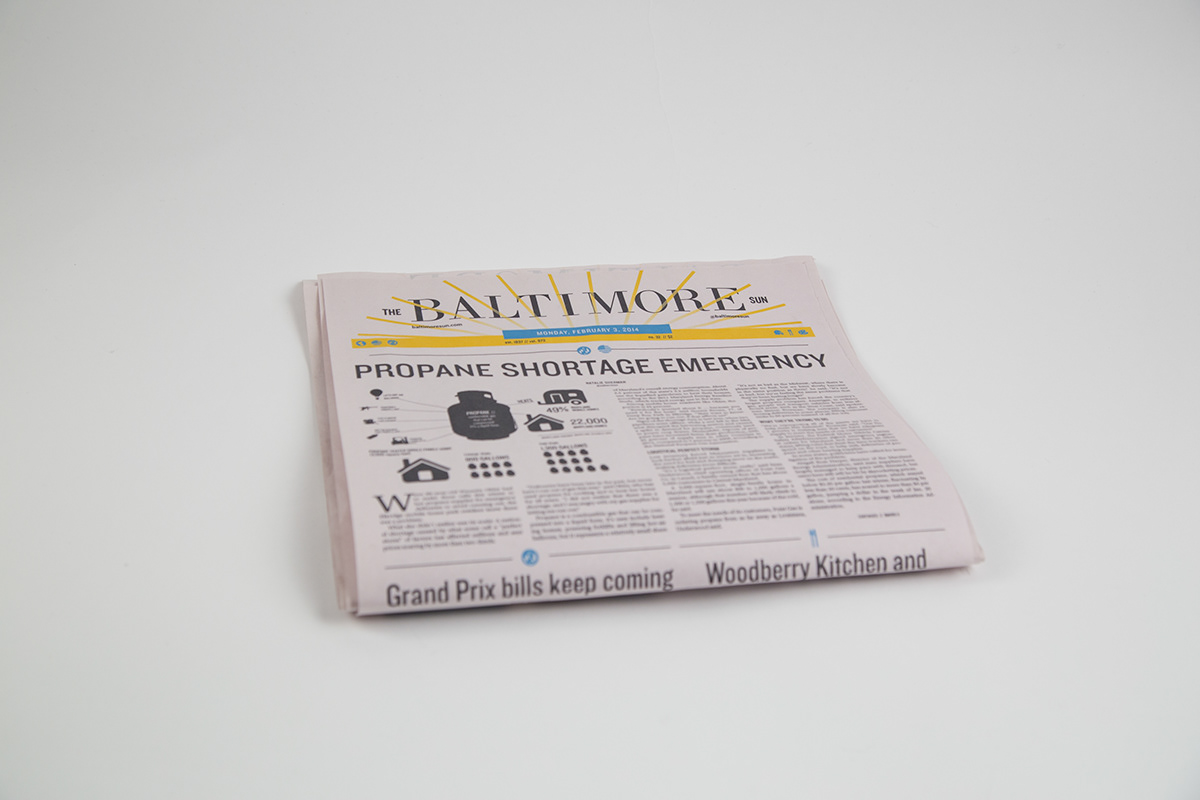 newspaper redesign publication design MICA Baltimore Sun