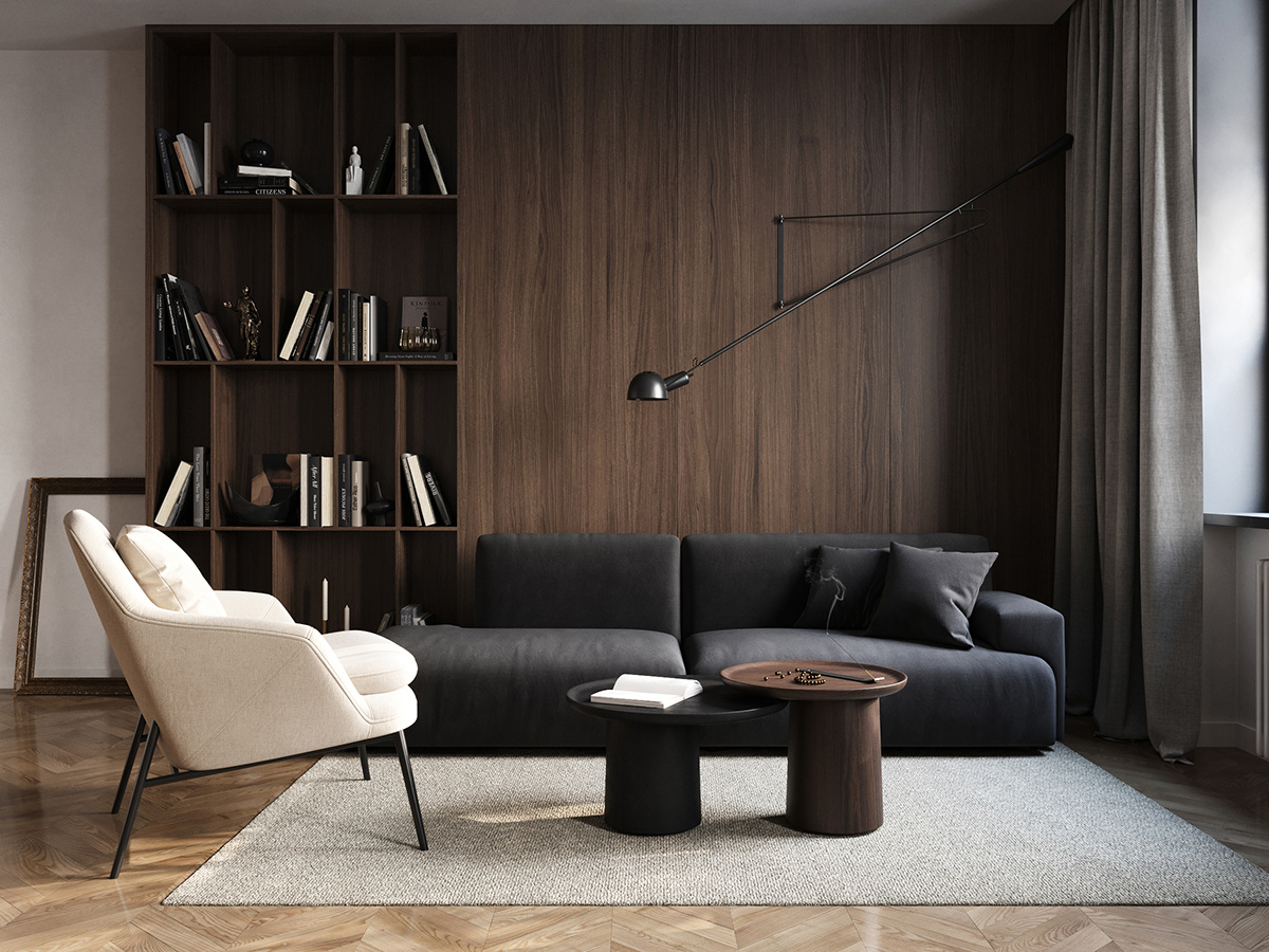 autumn decor kitchen living room wood CGI furniture interior design  Render visualization