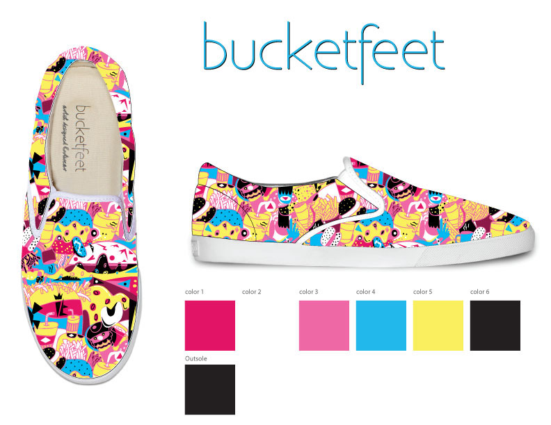 Bucketfeet Patterns textile characters artists shoes casual graphic design vector Flowers Burgers bongang art Illustrator