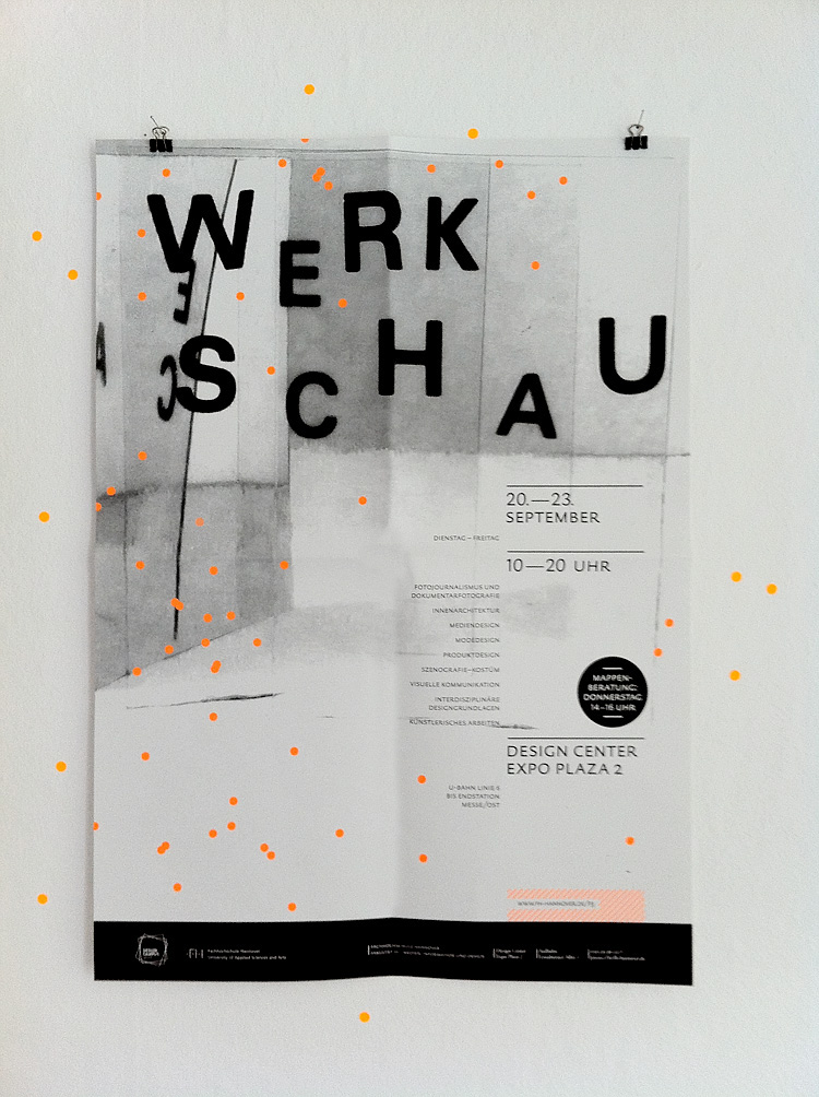 poster retrospective Exhibition  hannover University black and white neon orange