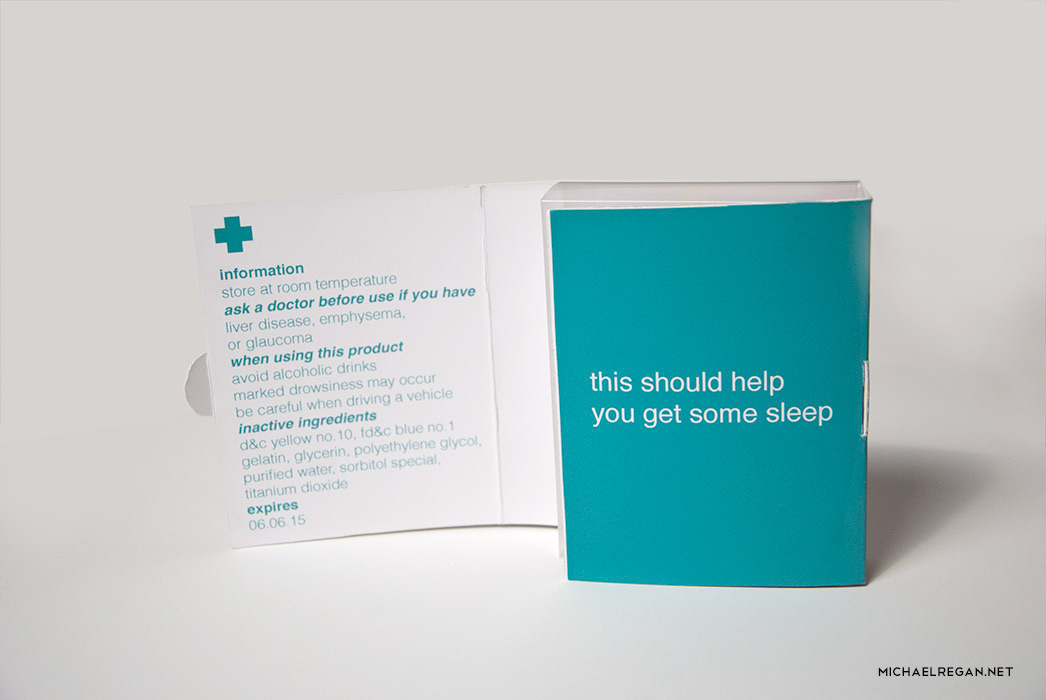 Nyquil minimalist minimal michaelregan package design  medicine trifold medical design red turquoise