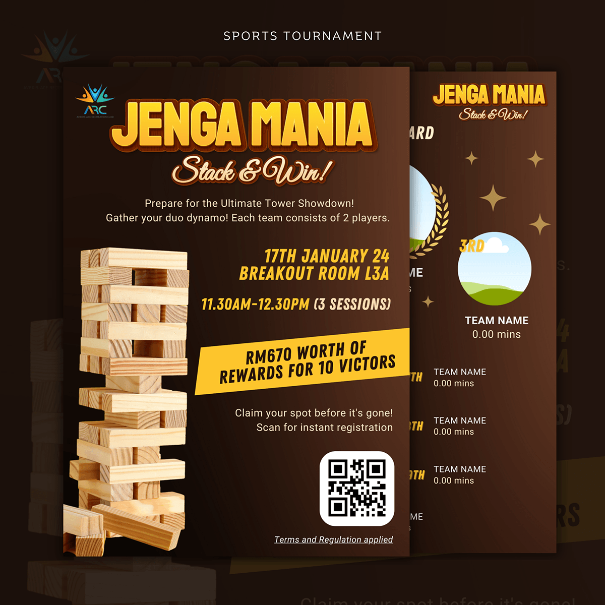 Jenga poster Social media post Sport event graphic design  marketing   Graphic Designer brand identity Jenga Tournament sports tournament