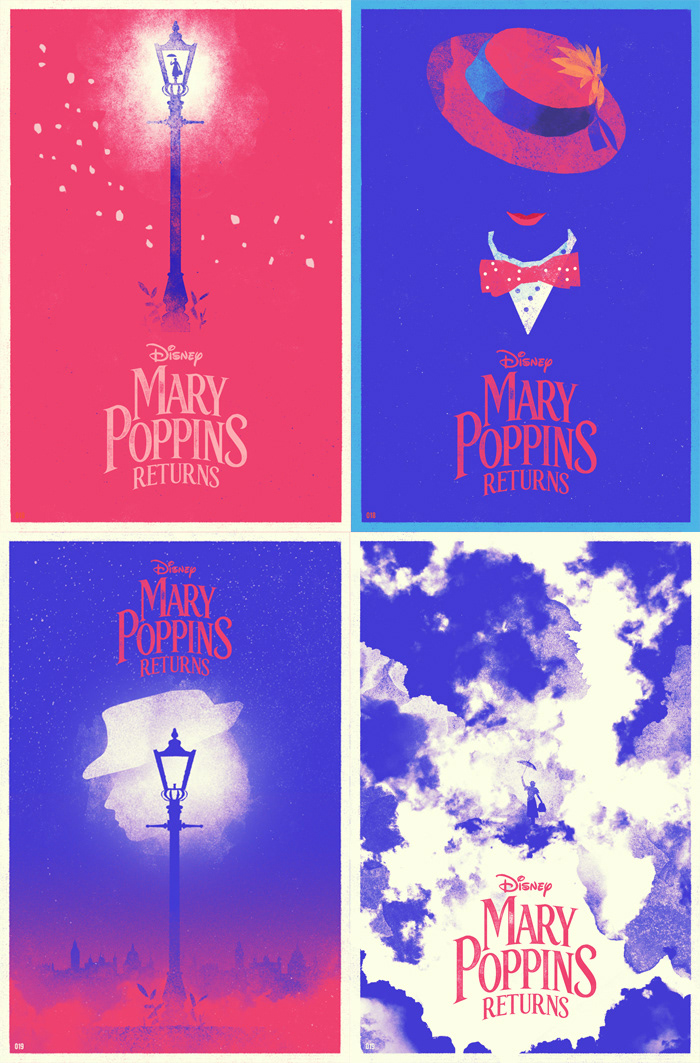 Film   mary poppins disney Umbrella London weather poster screenprint graphic art silkscreen