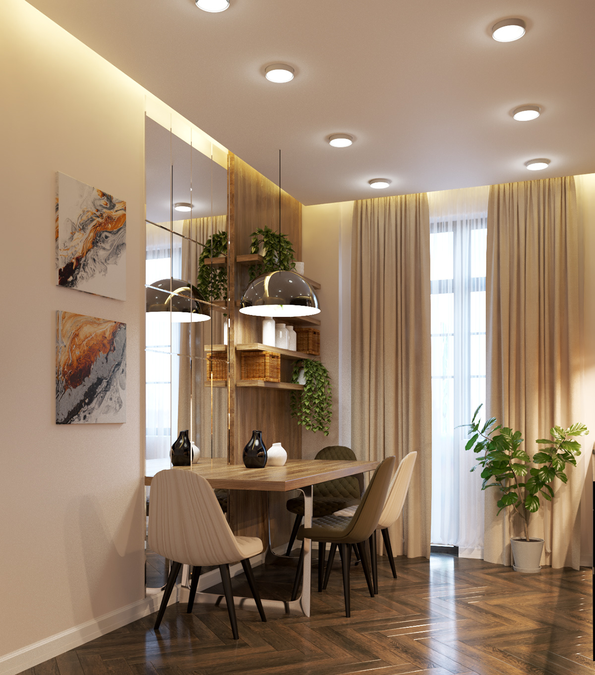 apartment Interior design baku azerbaijan 3dsmax corona house livingroom kitchen