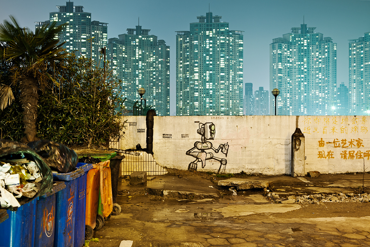 shanghai  china  Cityscape night light motion long time exposure Urban contemporary fine art view metropolis skyline blue