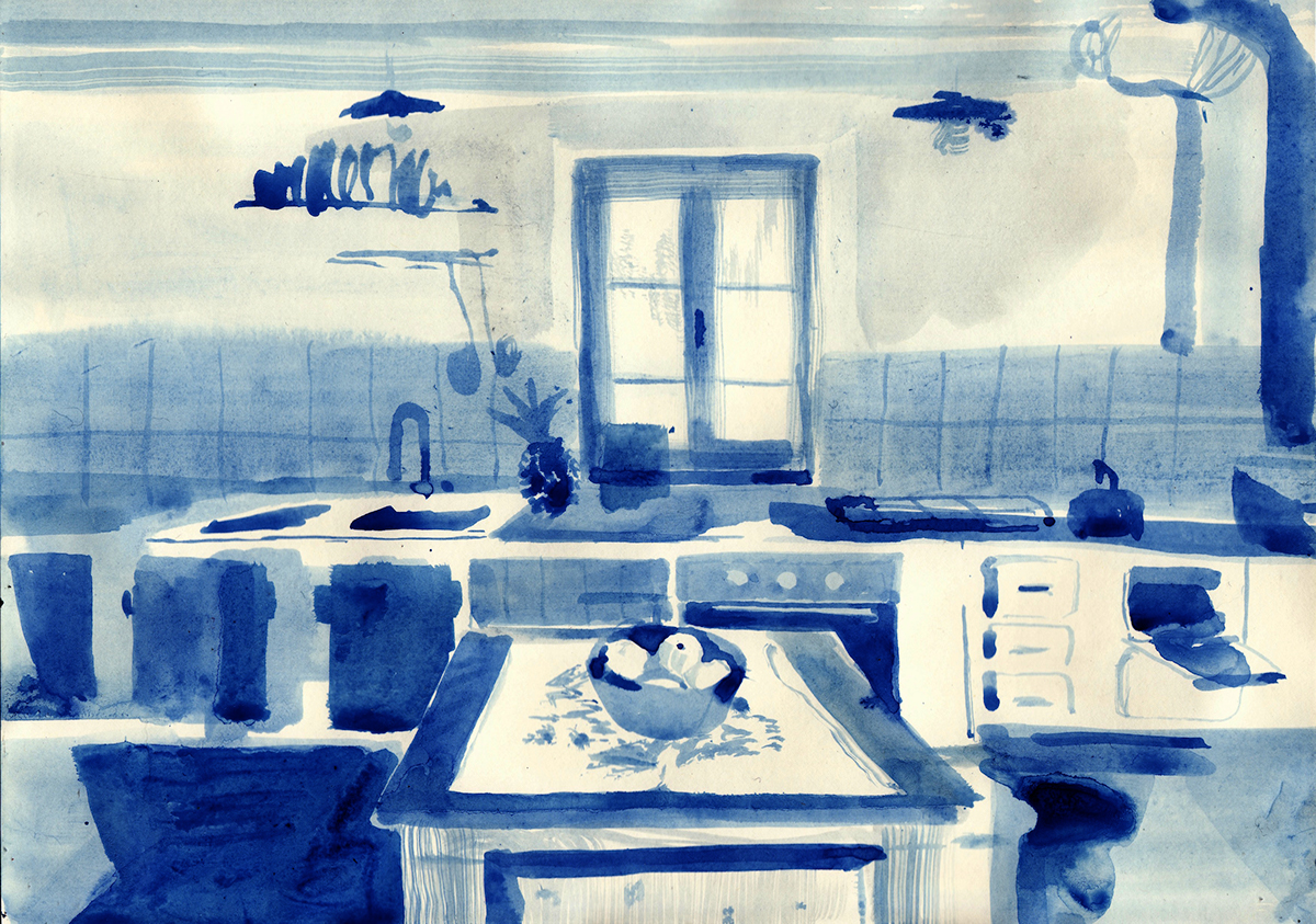 mountain blue winter ink house kitchen