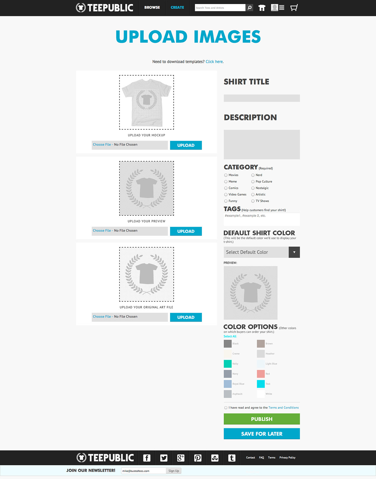 teepublic shirts tees Upload Process store apparel Retail