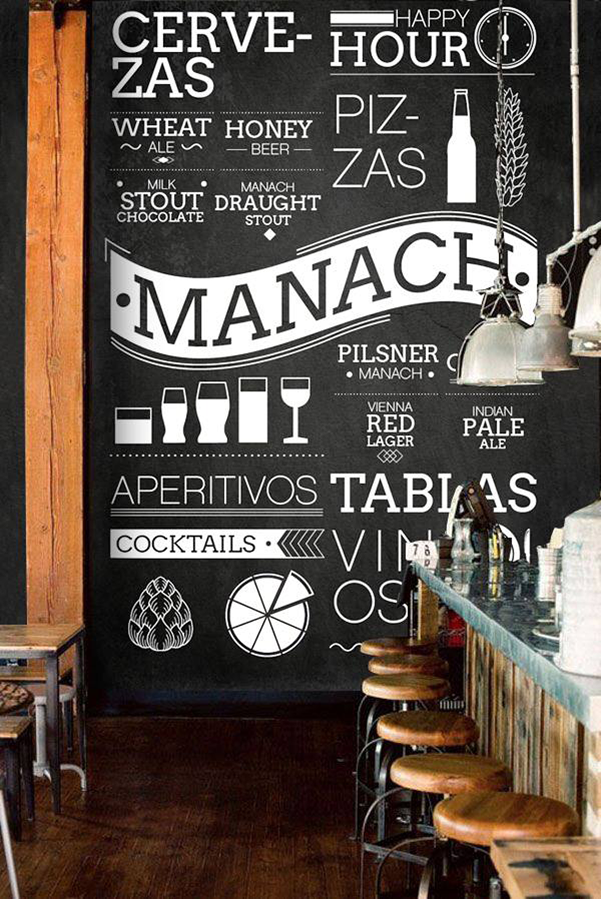 #Branding #Diseño de marca #menu #beer #Cerveza #artesanal #Logo #manual de uso #pizarra #diseño de entorno
