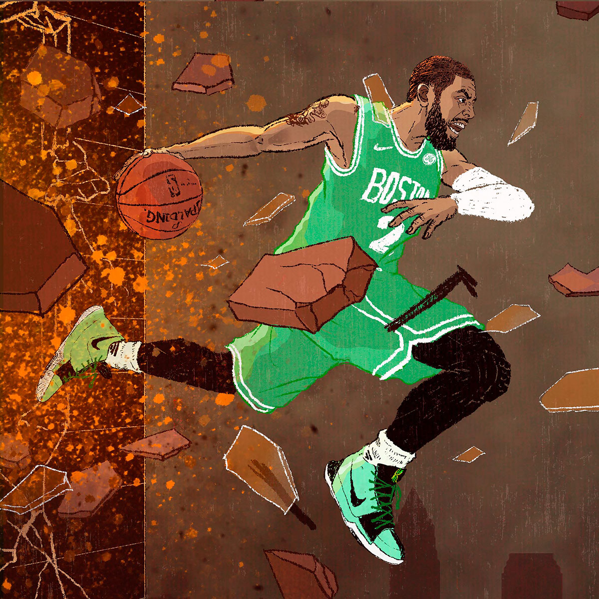 ILLUSTRATION  NBA lebronjames Nike kyrie irving sneakers cartoon comic Advertising  basketball