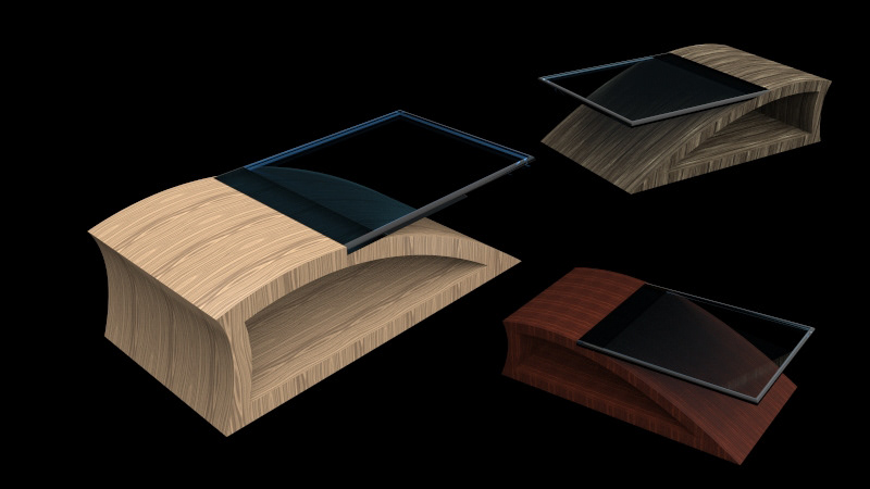 furniture art design product wood glass UK Newcastle University Unique fin cad Render table modern