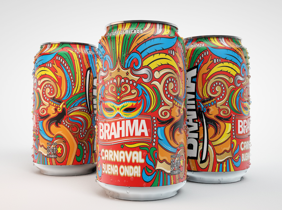 brahma beer cerveza pierini partners diseño can party Brasil buena onda alcohol  3d