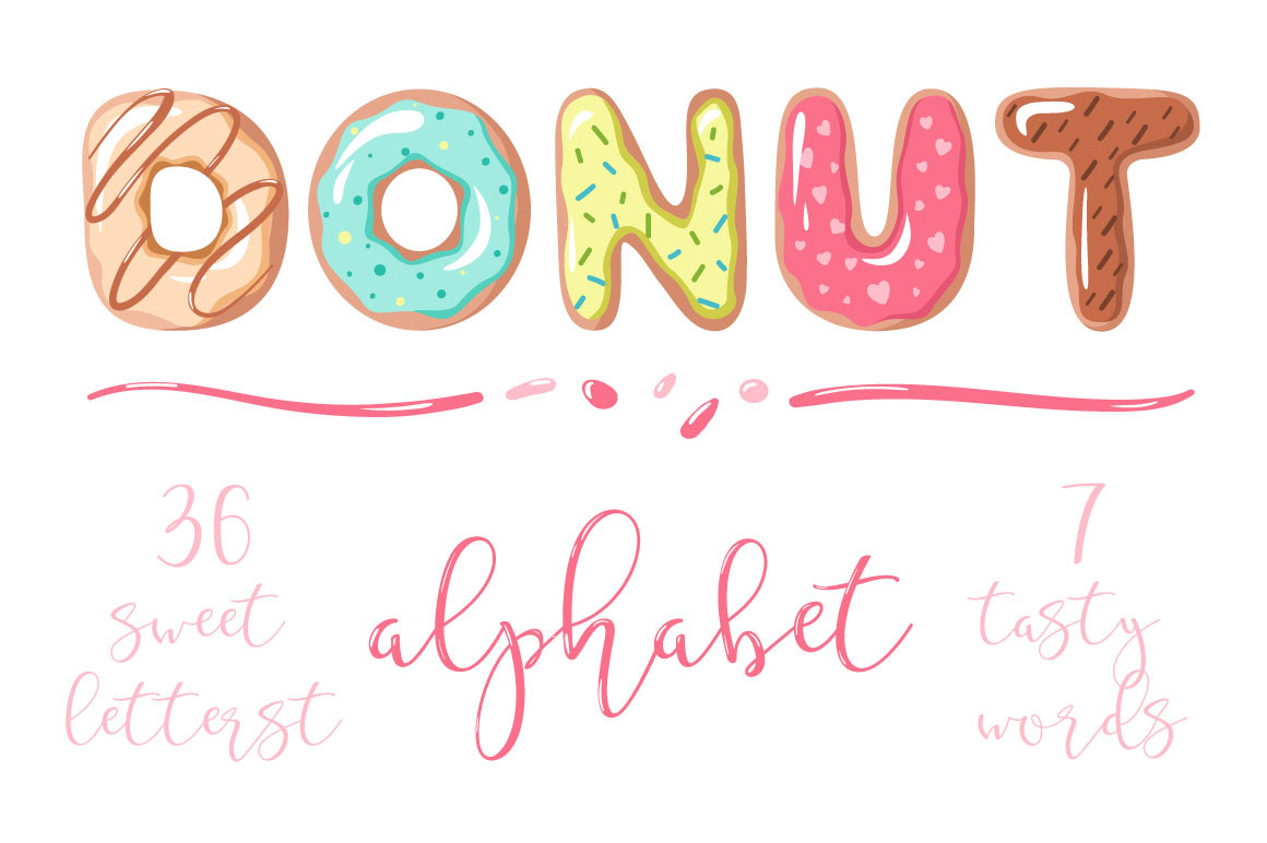 donut font vector ILLUSTRATION  cartoon sign design althabet Patterns color