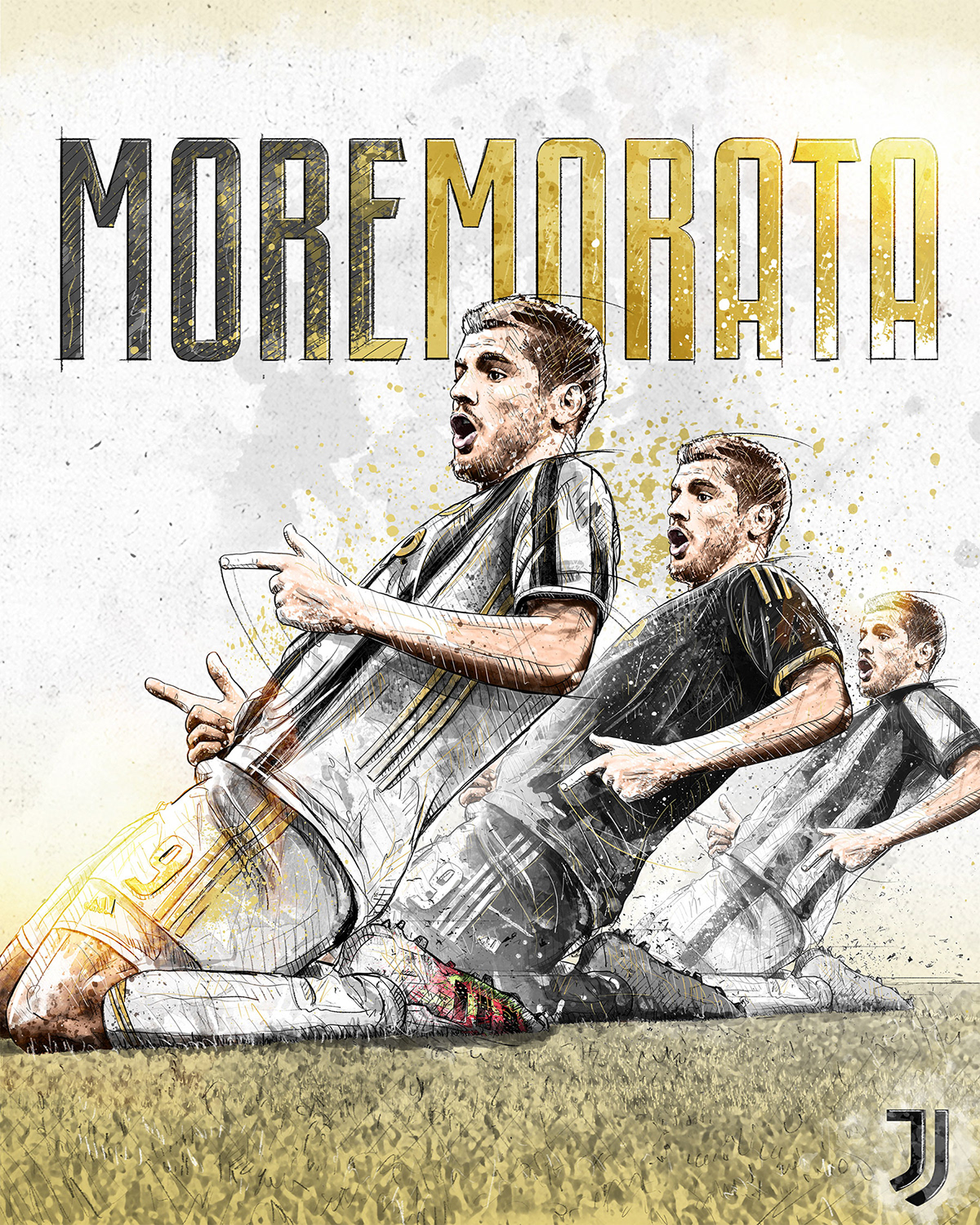 Dynamic sport/football illustration for Juventus: Morata
