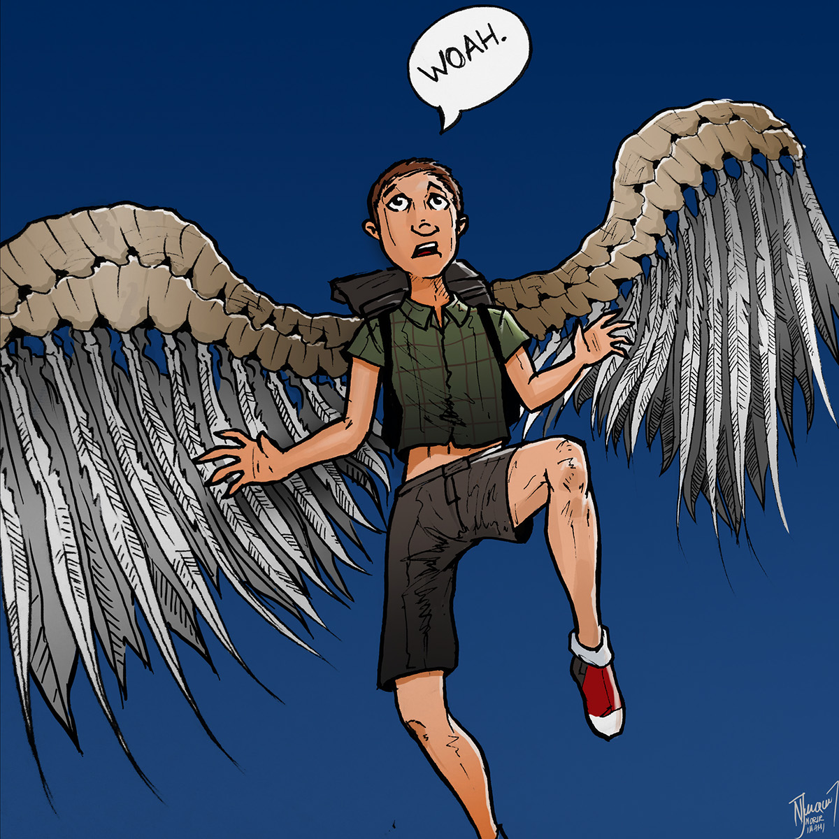 angel wings backpack Pack kid Flying comic book fantasy SKY