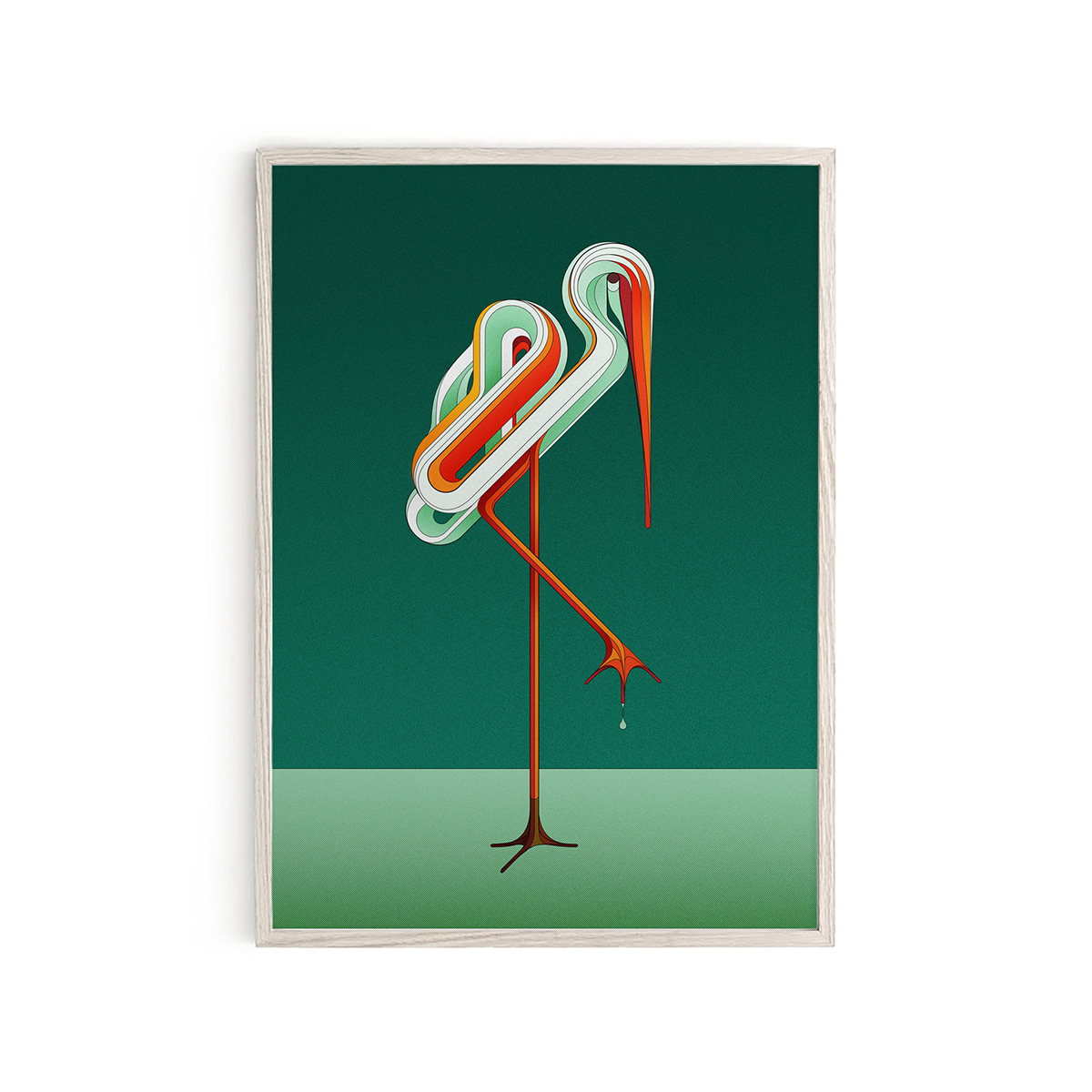 a3 giclee print of a geometric illustration of a stork by Made Up Studio / Charles Williams