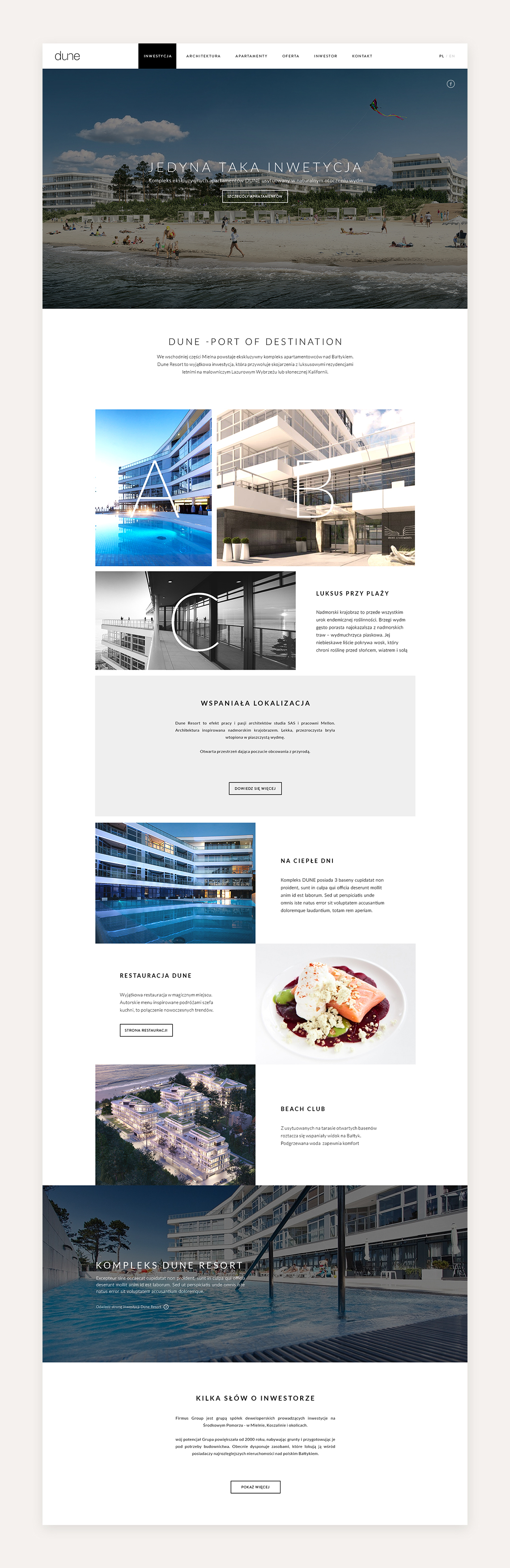 dune resort Webdesign Web Spa editorial brochure clean